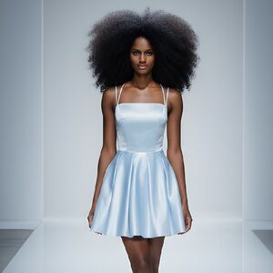 Unbranded Size 6 blue satin dress w/lace up rear corset/fully lined/bust 30”-36”